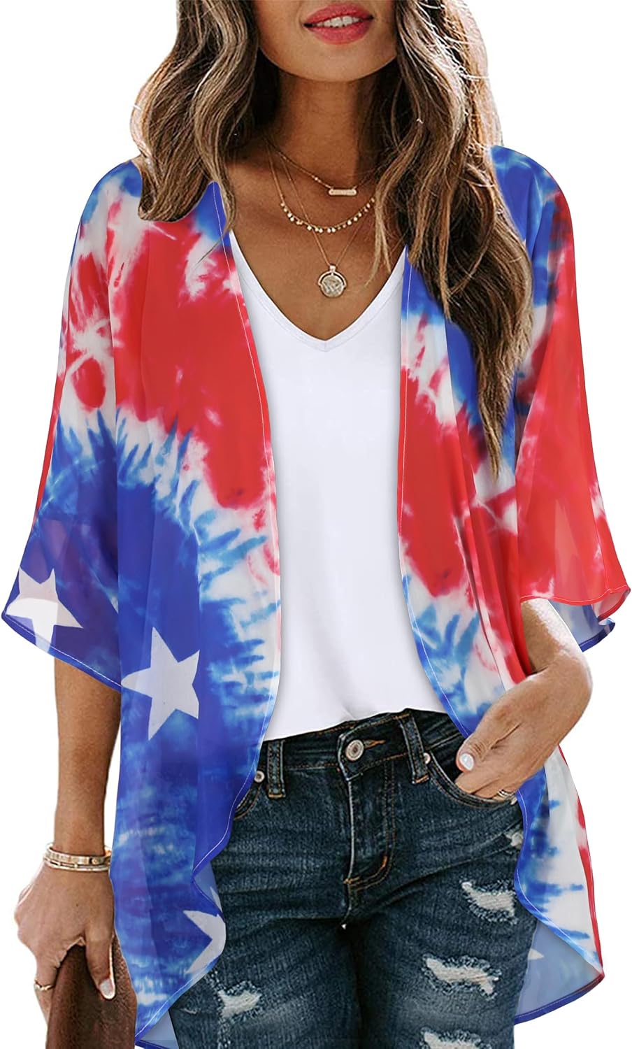 CHICGAL Womens Floral Kimono Cardigan Beach Cover Up Casual Summer Tops | 2026 Puff Sleeve Open Front Chiffon Outfit,Hawaiian Shirt,Beach Vacation Swimwear, Plus Top,Boho ladies Blouse,Cruise Resort