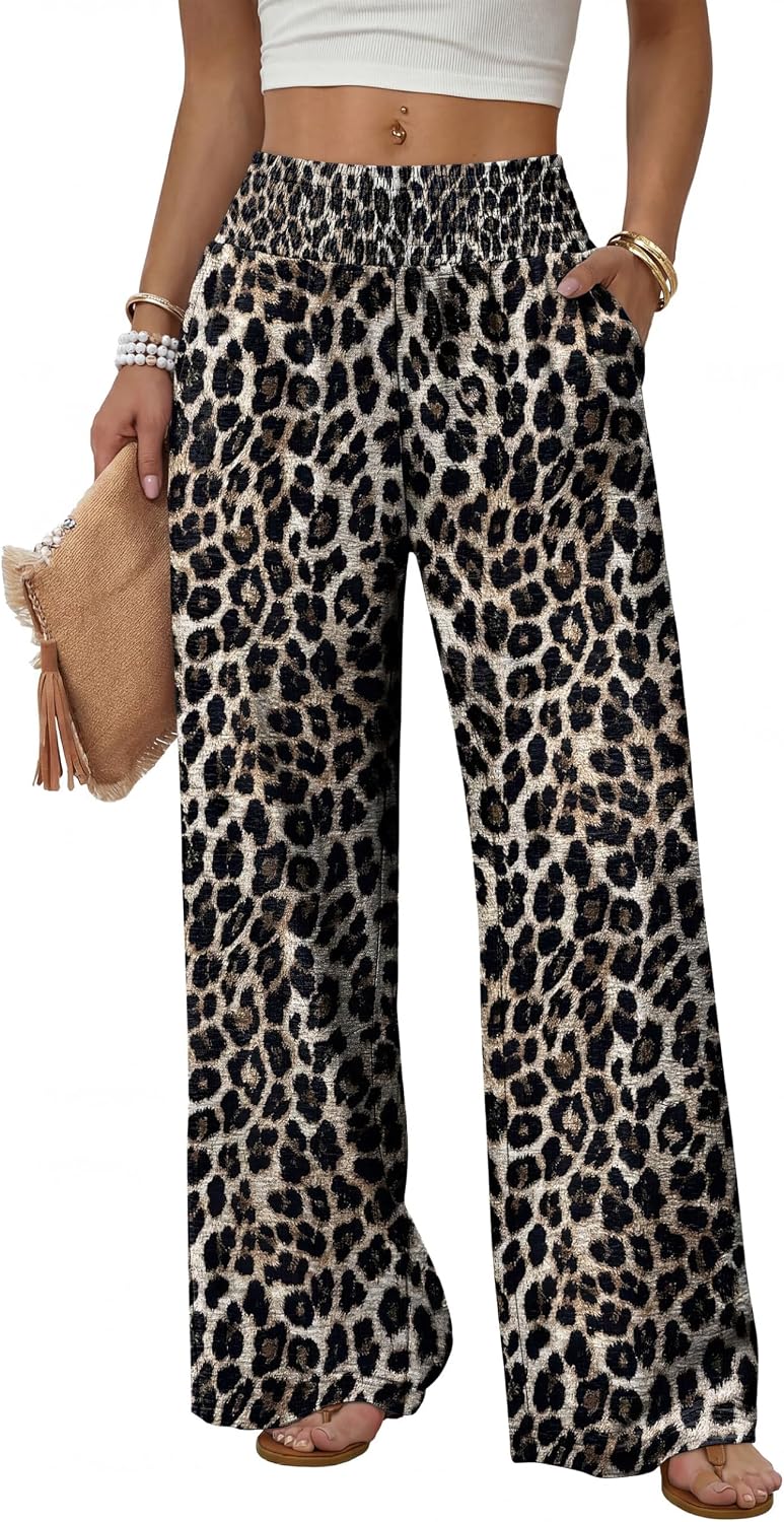 Sampeel Wide Leg Pants Woman High Waist Trousers with Pockets Casual Lounge
