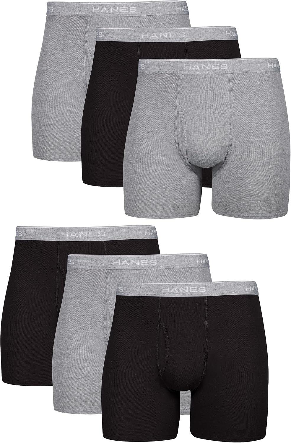 Hanes mens Underwear Boxer Briefs Pack, Cool &amp; Breathable Cotton Moisture-wicking Underwear for Men, No Ride Up