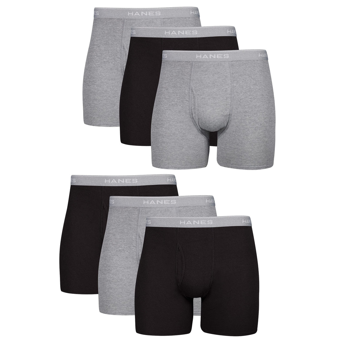 Hanes mens Underwear Boxer Briefs Pack, Cool &amp; Breathable Cotton Moisture-wicking Underwear for Men, No Ride Up