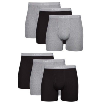 Hanes mens Underwear Boxer Briefs Pack, Cool &amp; Breathable Cotton Moisture-wicking Underwear for Men, No Ride Up