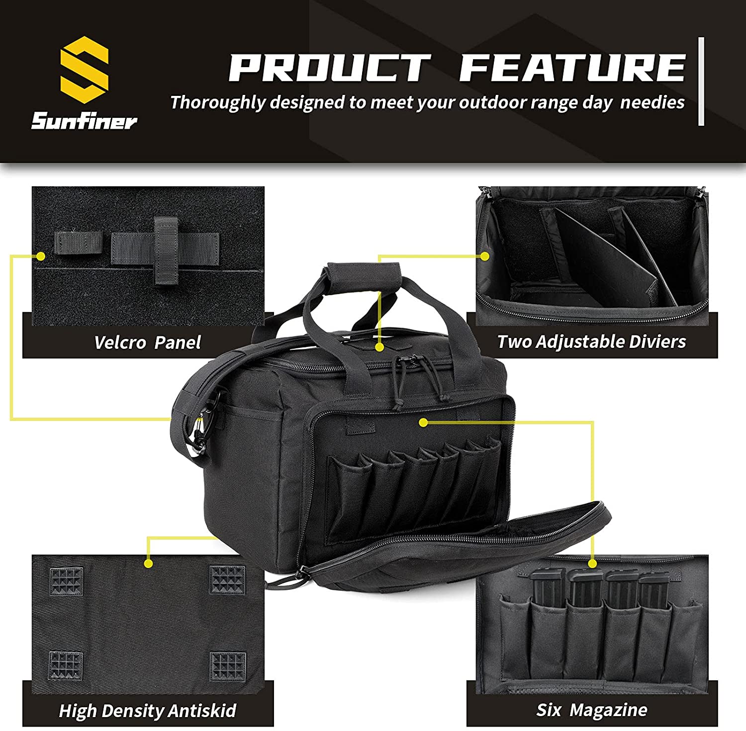 Amethyst Osage Sunfiner tactical range bag with multiple compartments, magazine gear, and durable outdoor fabric for sports shooting.
