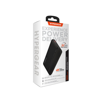 Sky Iapetus HyperGear 10000mAh 20W PD+USB power bank for mobile and laptop charging, compact portable device with multiple ports.