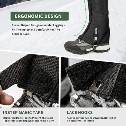 Indigo Eurybia 1000D waterproof leg gaiters for outdoor sports, showing durable fabric and adjustable straps for protection.