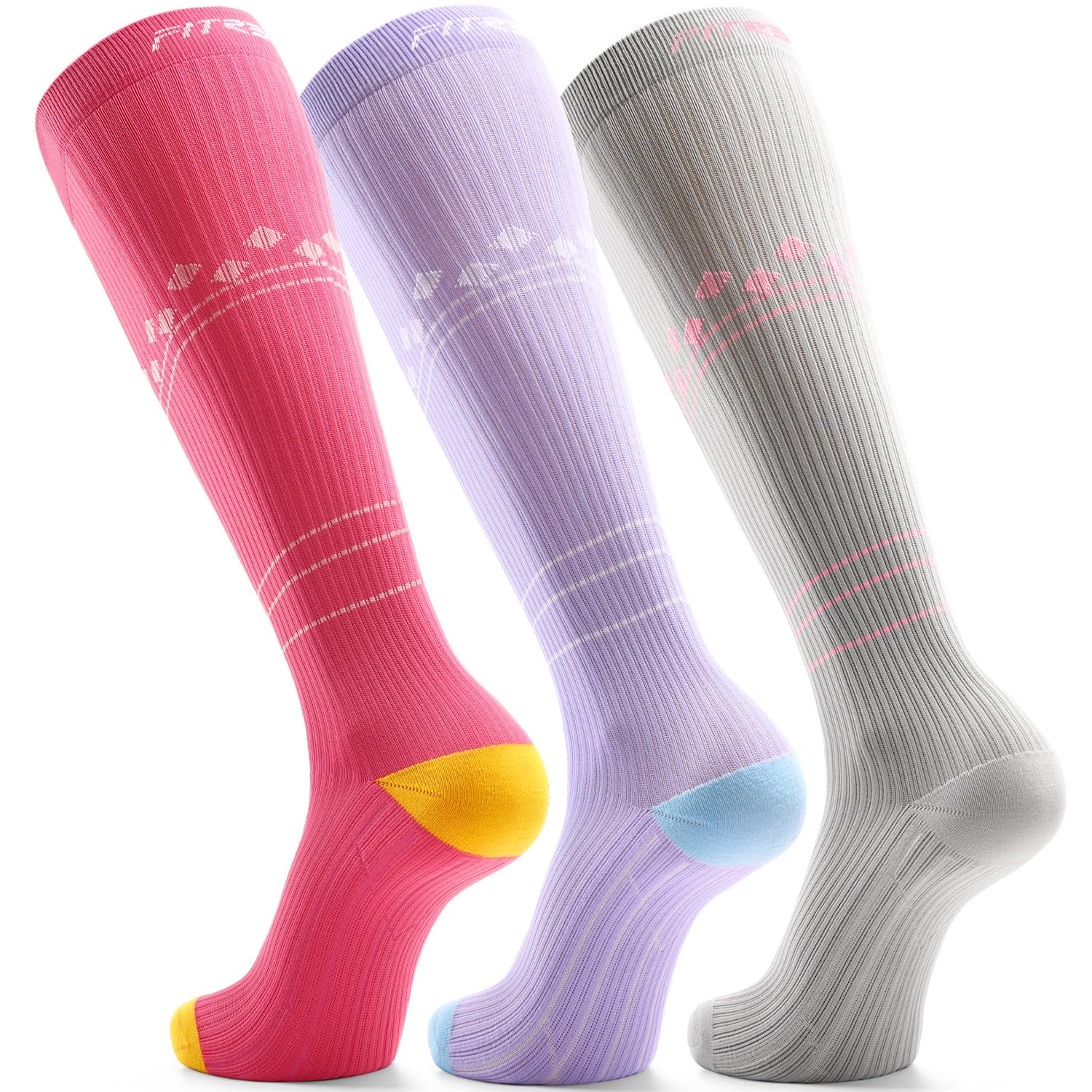 FITRELL 3 Pairs Compression Socks for Women and Men 20-30mmHg-Circulation Support Socks