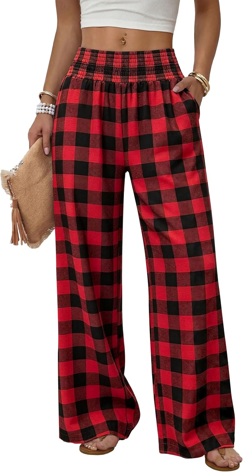 Sampeel Wide Leg Pants Woman High Waist Trousers with Pockets Casual Lounge