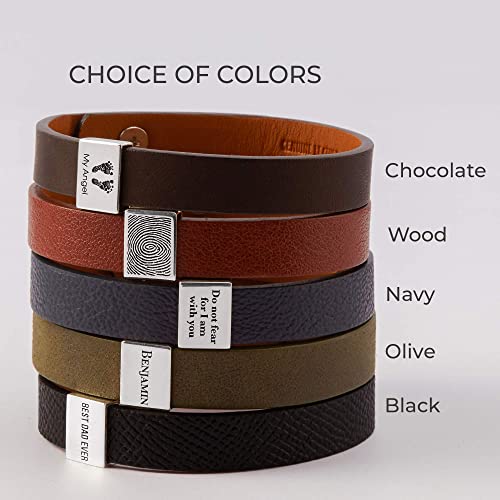 Green Millie custom leather bracelet with Roman numerals, stylish accessory suitable as Valentine&