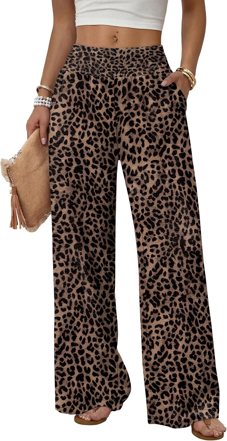 Sampeel Wide Leg Pants Woman High Waist Trousers with Pockets Casual Lounge