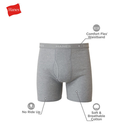 Hanes mens Underwear Boxer Briefs Pack, Cool &amp; Breathable Cotton Moisture-wicking Underwear for Men, No Ride Up
