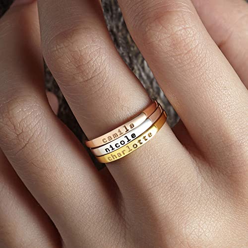 Stackable mom rings by Green Millie featuring personalized kids&