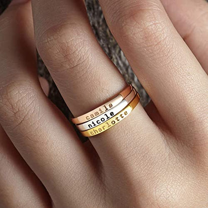 Stackable mom rings by Green Millie featuring personalized kids&