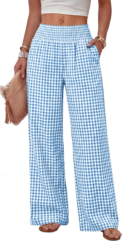 Sampeel Wide Leg Pants Woman High Waist Trousers with Pockets Casual Lounge