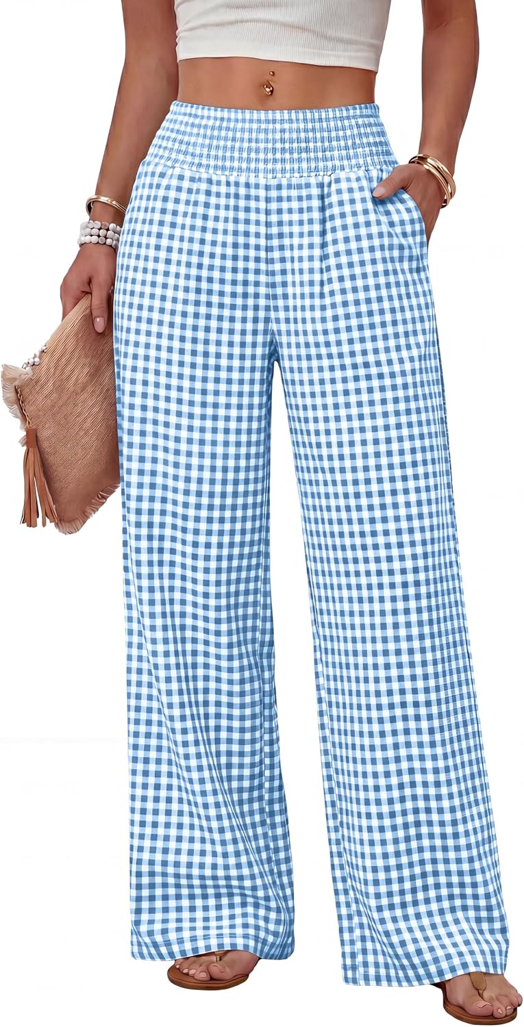 Sampeel Wide Leg Pants Woman High Waist Trousers with Pockets Casual Lounge