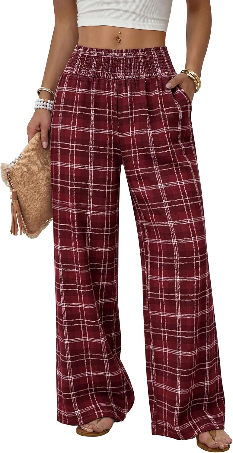 Sampeel Wide Leg Pants Woman High Waist Trousers with Pockets Casual Lounge