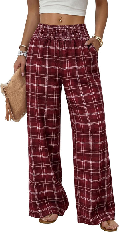 Sampeel Wide Leg Pants Woman High Waist Trousers with Pockets Casual Lounge
