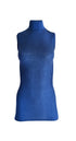 Byzantium Hemera EGI Exclusive Collections Merino wool blend mock neck sleeveless top in blue, stylish and cozy for layering.