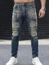 Men’s navy ripped stretch jeans by Carmine Juneberry with distressed details, slim fit, high street style, Urban Cool 25 Edition.
