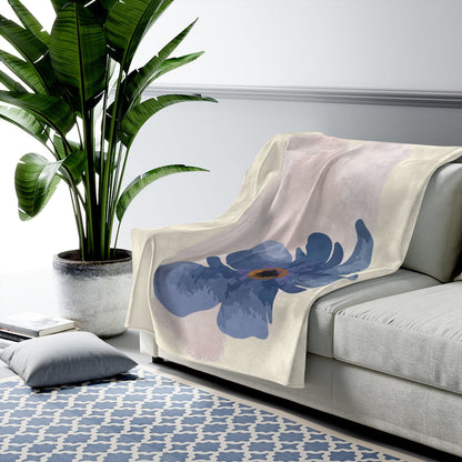 Yellow Pandora abstract floral plush throw blanket with colorful floral pattern, perfect for home decor and cozy living spaces.