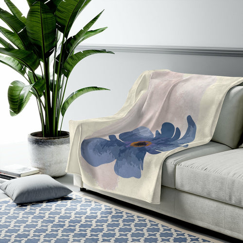Yellow Pandora abstract floral plush throw blanket with colorful floral patterns, perfect for cozy home decor.