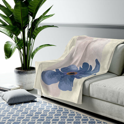 Yellow Pandora abstract floral plush throw blanket with colorful floral patterns, perfect for cozy home decor.