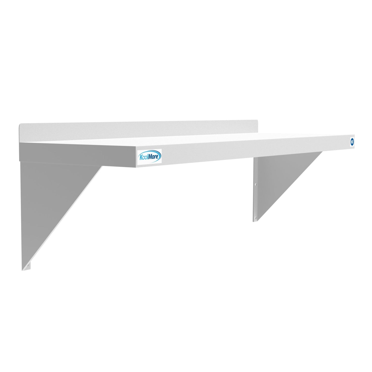 Stainless steel 12x36-inch heavy-duty wall shelf by Violet Blackhaw, ideal for food and beverage storage in commercial kitchens.