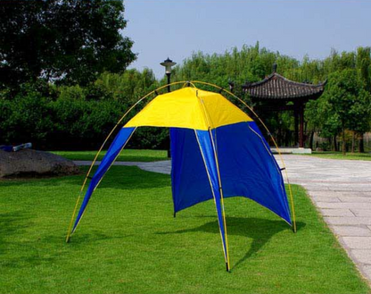 Maroon Asteria waterproof camping tent sunshade set up outdoors, providing shelter during outdoor camping activities