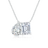 AGI Certified lab-grown emerald-cut and pear-shaped diamond two-stone pendant in 14K white gold, featuring 1ctw or 2ctw diamonds.