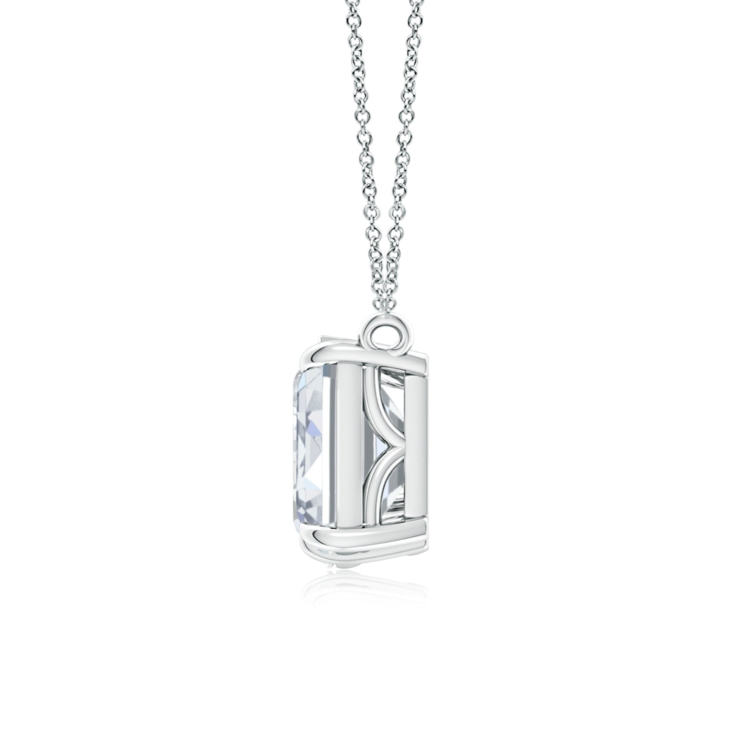 Start2Finish lab-grown emerald-cut and pear-shaped diamond pendant in 14K white gold, featuring 1ctw or 2ctw stones.