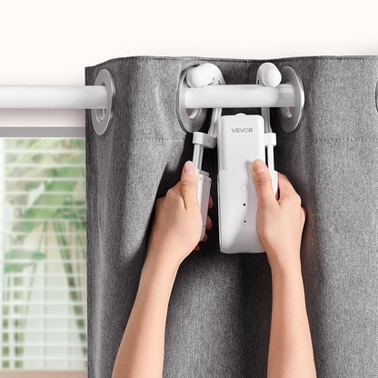 Start2Finish VEVOR automatic curtain opener 2-pack with remote control, hub, compatible with Alexa and Google Home for smart home curtains.