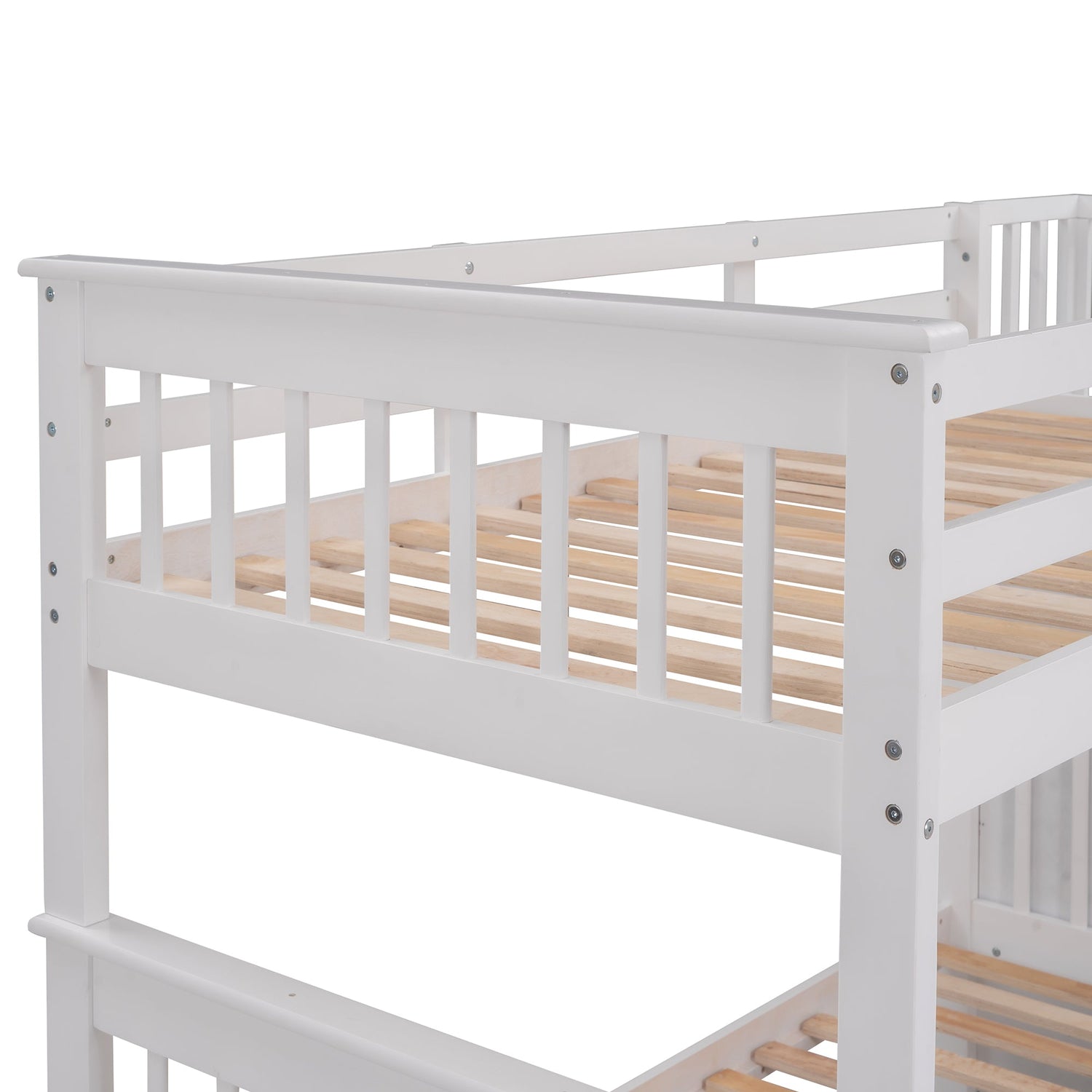Sangria Beech twin-over-twin bunk bed with three storage drawers, sturdy furniture ideal for bedrooms or dorms