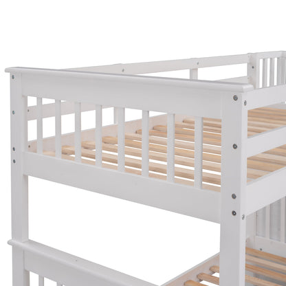 Sangria Beech twin-over-twin bunk bed with three storage drawers, sturdy furniture ideal for bedrooms or dorms