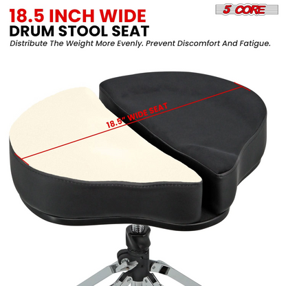 Start2Finish 5 core drum throne with padded split spine support, 4-leg design, sturdy for drummers, 441Lb capacity, musical instrument accessory
