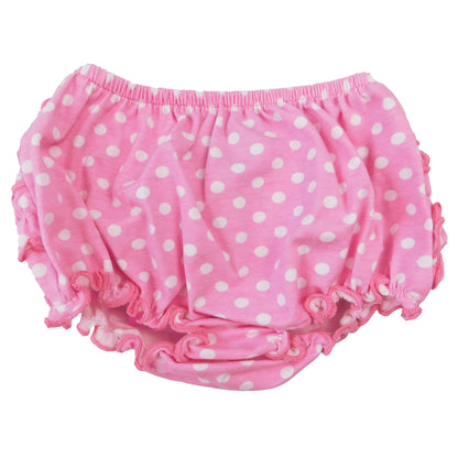 Girls pink polka dot ruffled butt bloomer from Black Simba, soft kid&