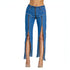 Dark blue UrbanEase™ women’s zipper jeans by Carmine Juneberry featuring a fitted style and classic denim look.