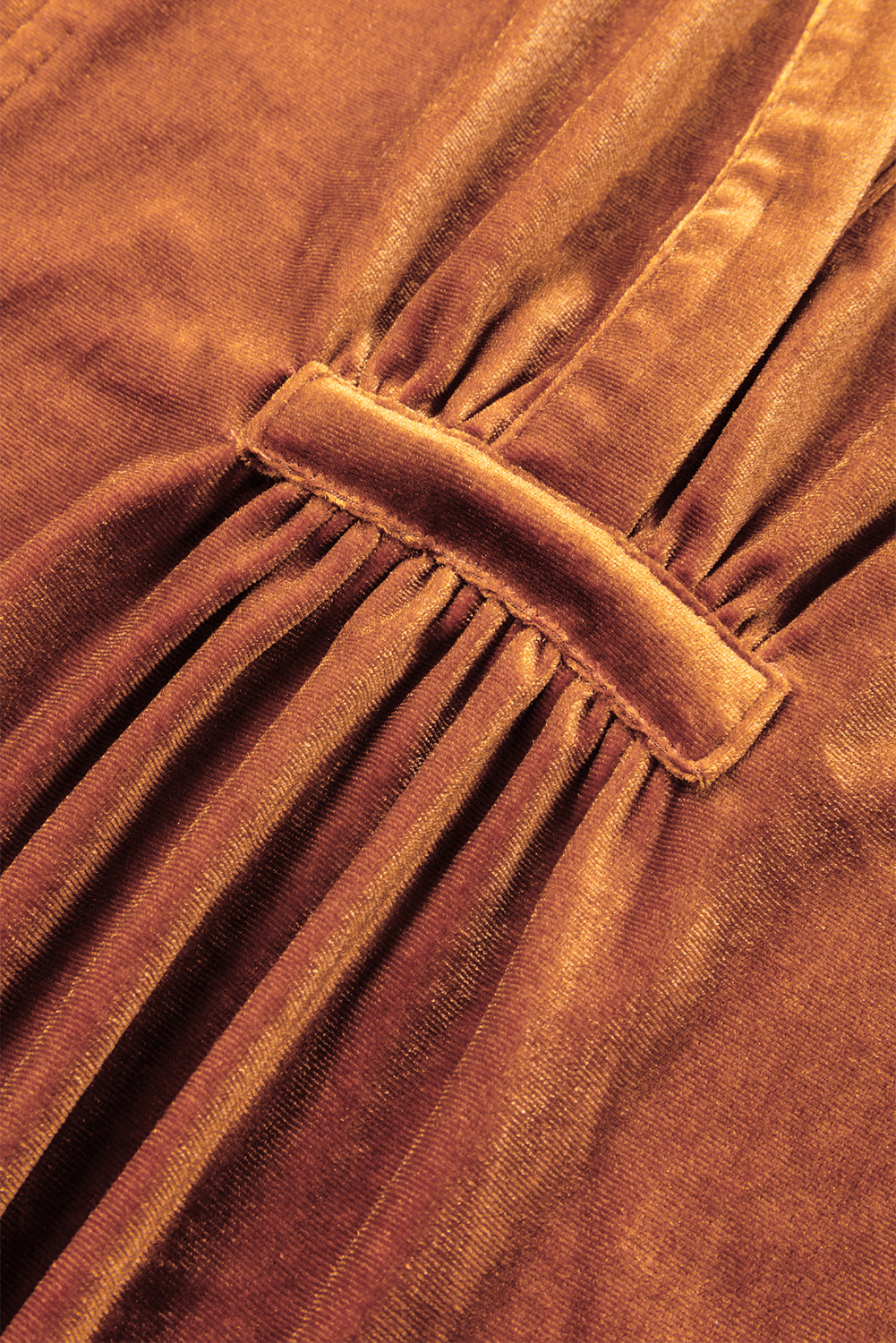 Chestnut split neck velvet tunic dress by Harlequin Daisy, featuring a soft velvet fabric and stylish design.
