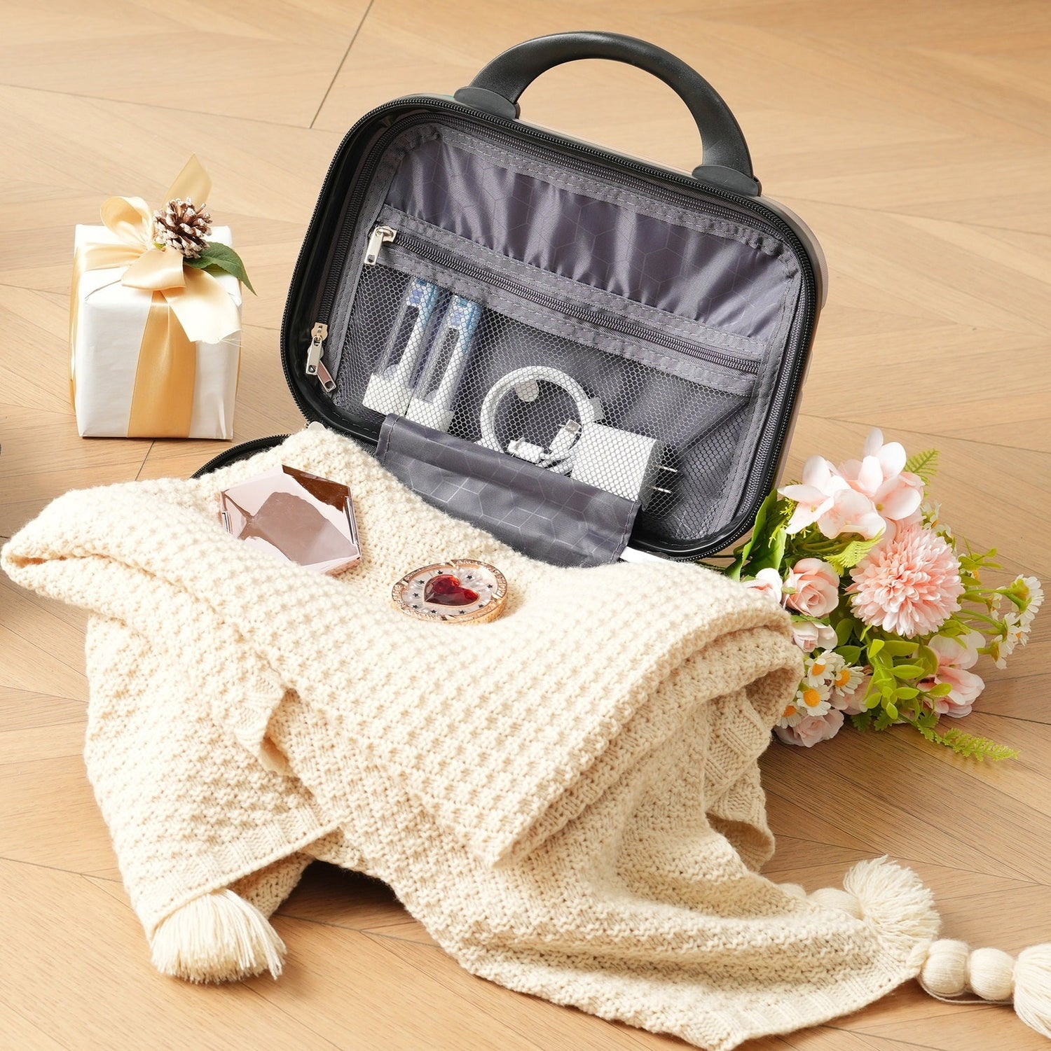 Sangria Beech hardshell ABS luggage set with lightweight, durable suitcases featuring dual wheels and modern design.