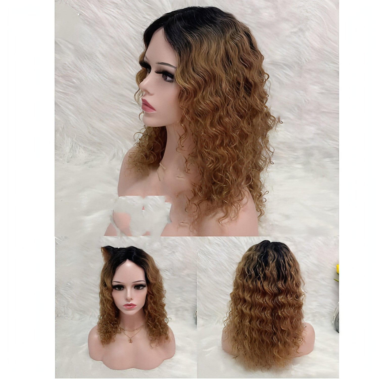 Carmine Juneberry LuxeWave Reality Wig Real Hair Set, sewing hand-knitted natural hair, displayed on a mannequin head.
