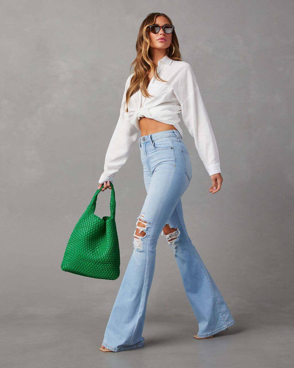 Carmine Juneberry UrbanEase™ wide-leg jeans for women, showing high-waisted denim with a relaxed fit and classic five-pocket design.
