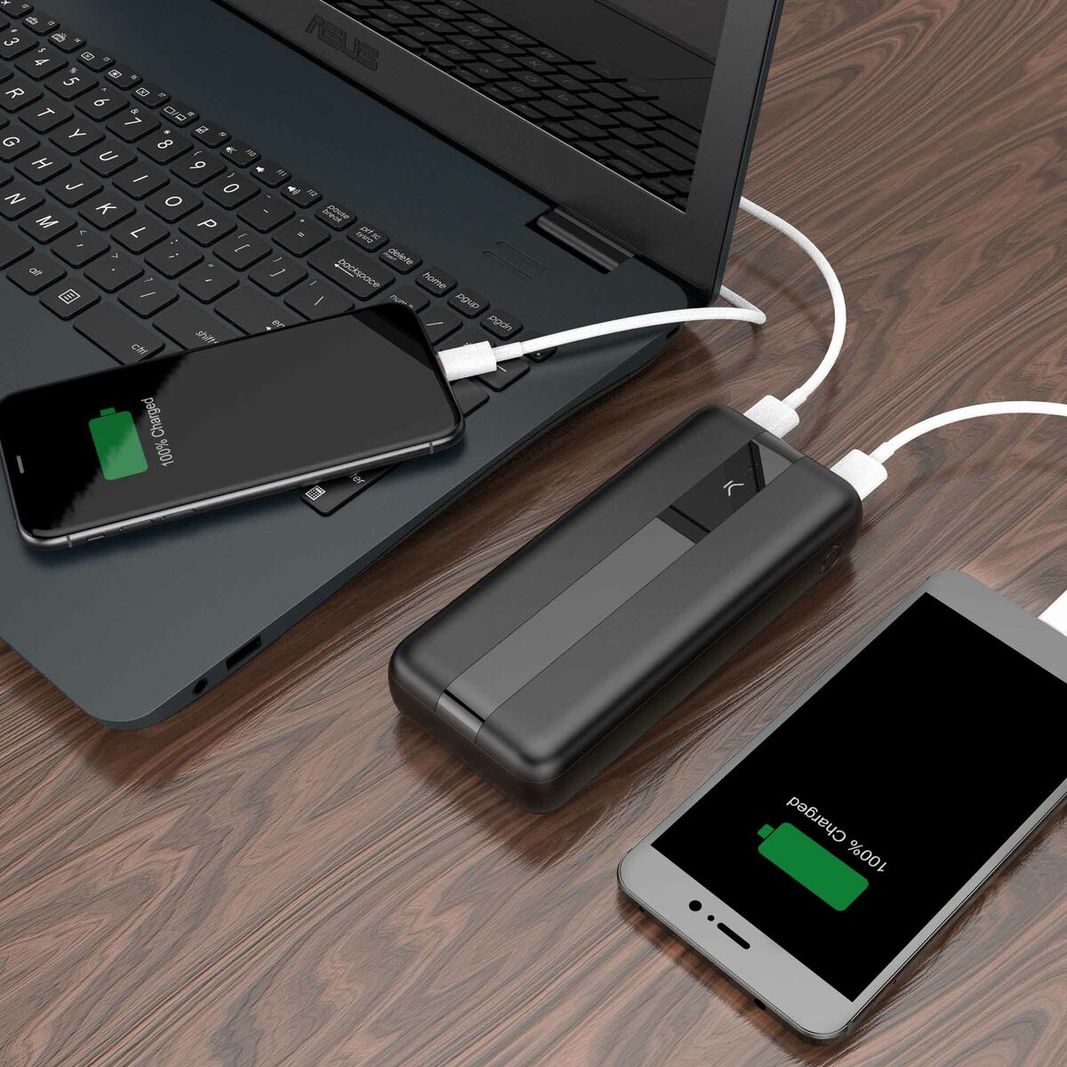 Bigbuy KSIX power bank for consumer electronics, showing compact design and charging ports on a sleek device.