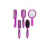 Set of black and purple plastic combs and brushes for haircare, featuring mirror finish, by Bigbuy.