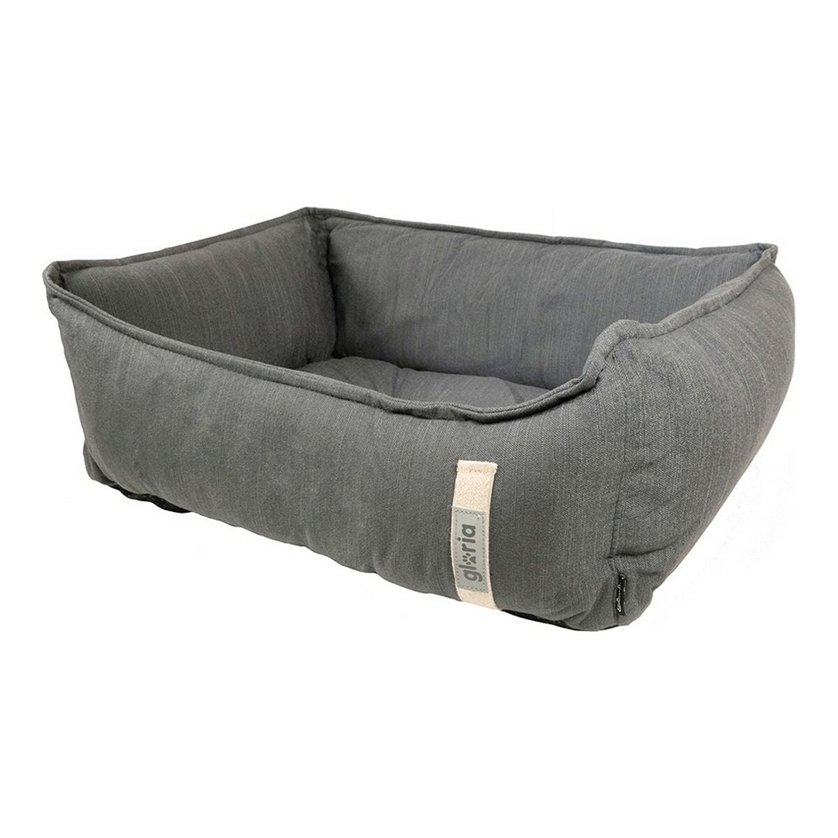 Grey dog bed for pets by Bigbuy, Gloria GREEN DREAMS, in a 68x56 cm size with plush fabric and cushioned design.