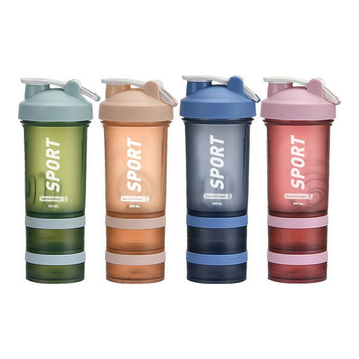 Bigbuy Bewinner 500 ml camping water bottle with secure cap and ergonomic design for outdoor hydration.