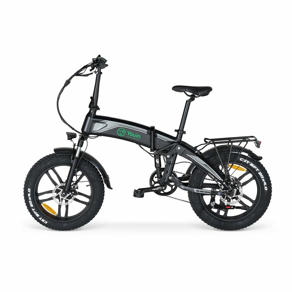 Electric bike Youin BK1400G DAKAR 20-inch 250W motor, black frame, mountain bike design, ready for outdoor riding.