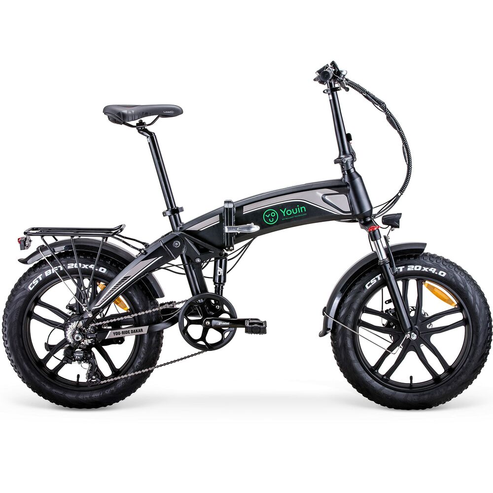 Electric bike Youin BK1400G DAKAR 20-inch 250W with black frame and sporty design, suitable for outdoor riding.