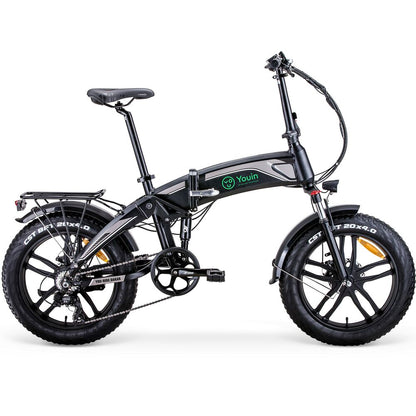 Electric bike Youin BK1400G DAKAR 20-inch 250W with black frame and sporty design, suitable for outdoor riding.