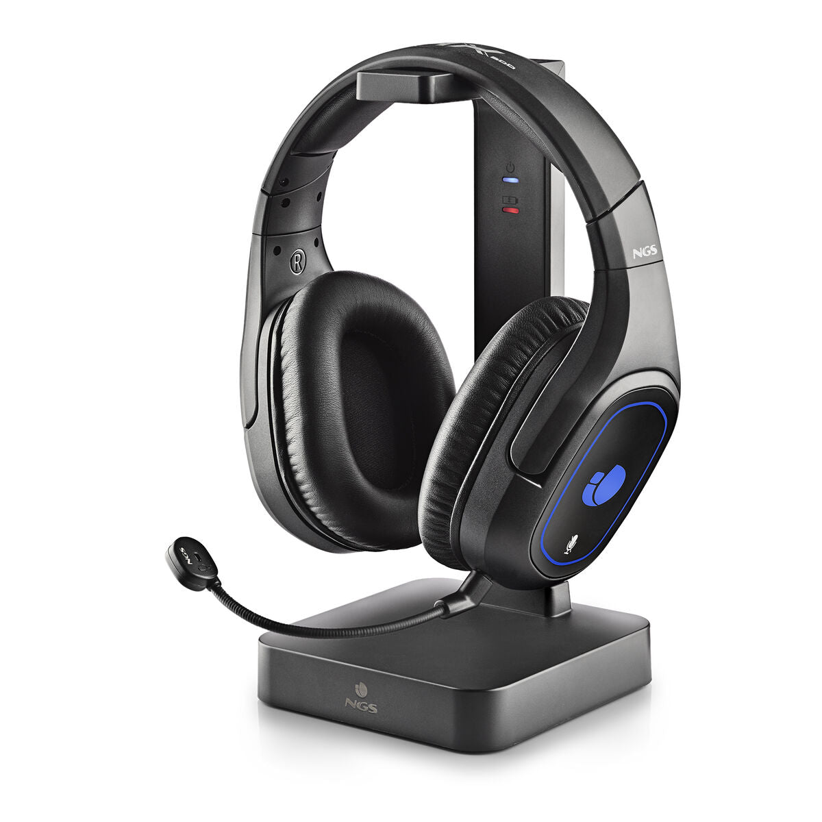 Bigbuy NGS GHX-600 gaming headset with microphone, over-ear design, black and red accents, and adjustable headband.
