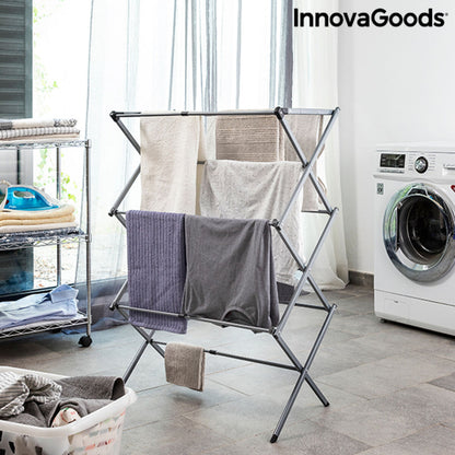 Bigbuy Cloxy metal clothes dryer with 3 extendable, foldable drying levels for home and garden use.