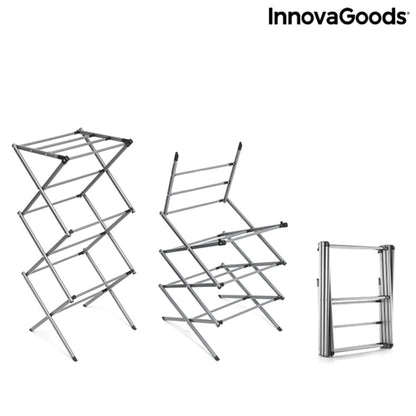 Foldable metal clothes dryer with three extendable levels, designed for home use, by Bigbuy in the Home &amp; Garden category.