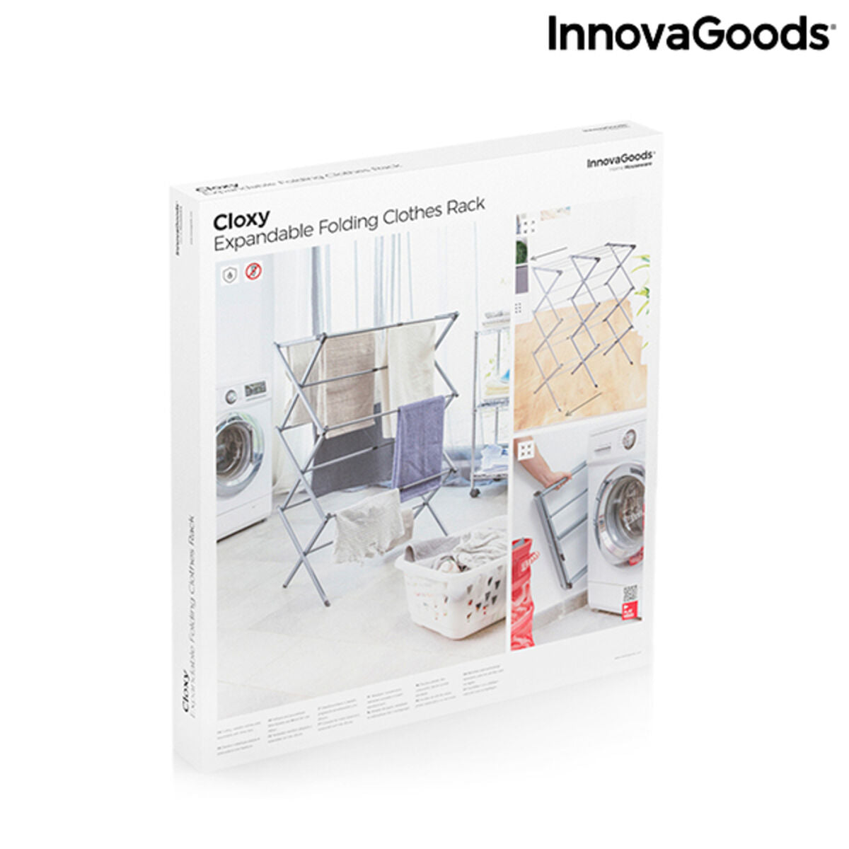 Bigbuy Cloxy metal clothes dryer with three extendable folding levels for efficient indoor laundry drying.