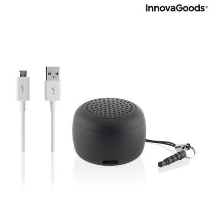 Rechargeable portable wireless mini speaker by Miund InnovaGoods, compact consumer electronics device with speaker grille and control buttons.